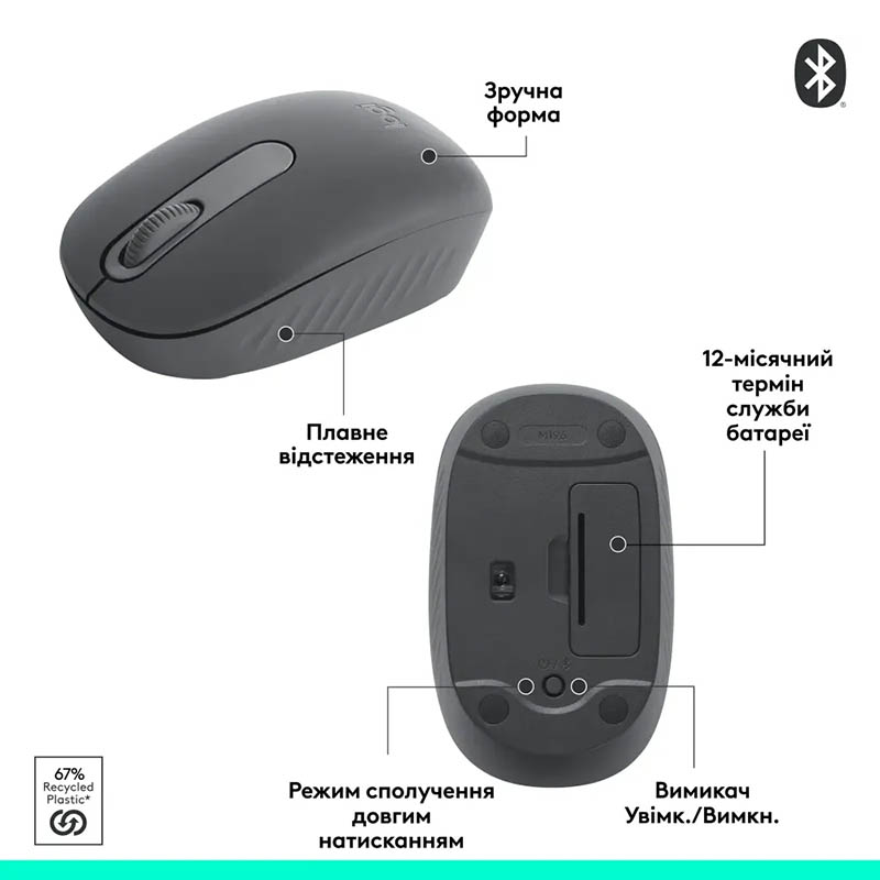 Мышь Logitech M196 (910-007459) беспроводная Graphite Фото: 2