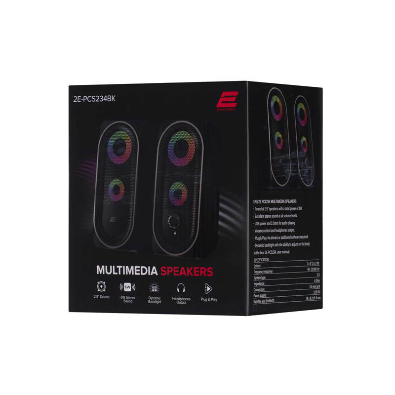 Колонки 2.0 2E PCS234 RGB Black (2E-PCS234BK) Фото: 3