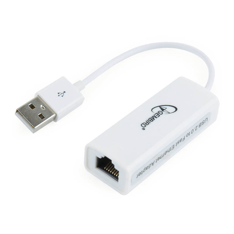 Сетевой адаптер Gembird (NIC-U2-02) USB - Fast Ethernet, usb lan  белый